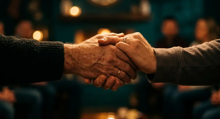 Two hands clasped in support
